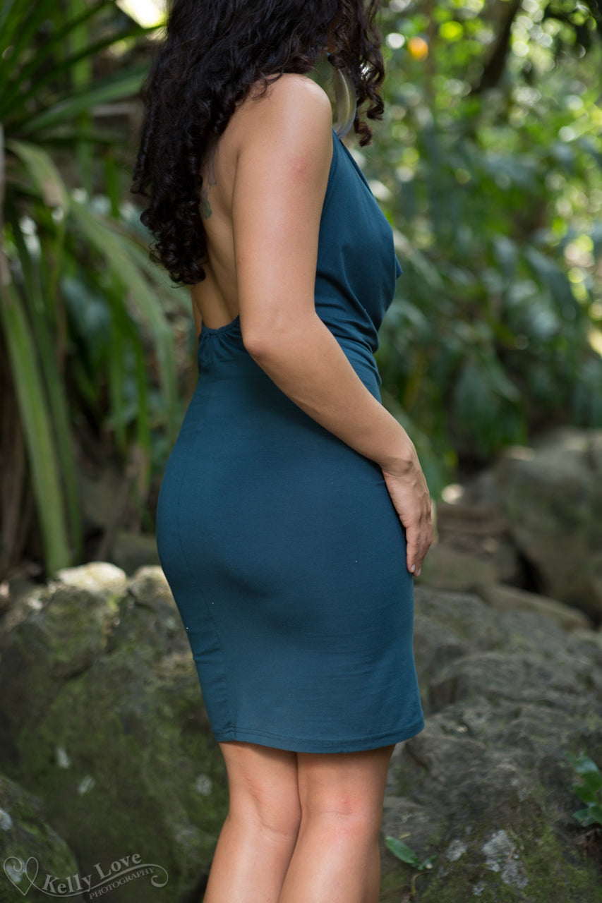 Overstocked Color Sale -Halter Cowl Neck Rayon Lotus Dress