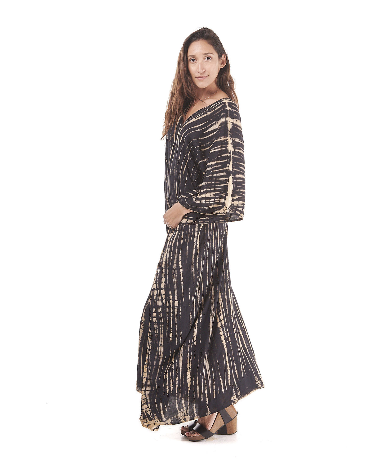 Long Kaftan V Neck Dress with wings