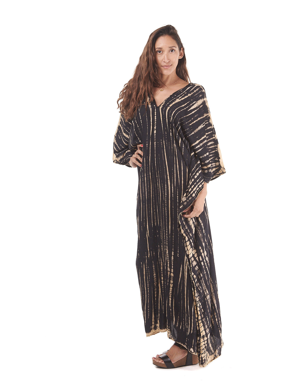 Long Kaftan V Neck Dress with wings