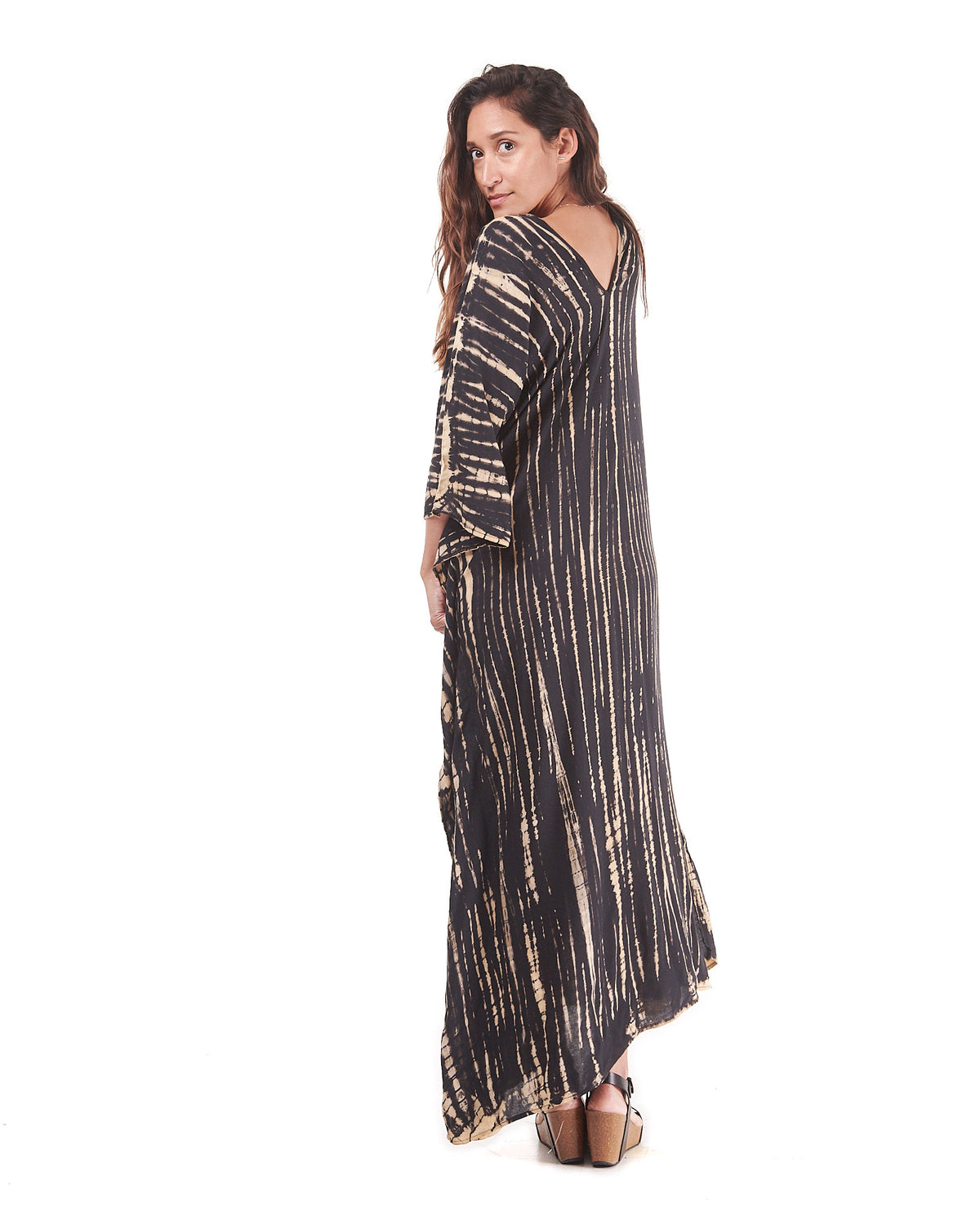 Long Kaftan V Neck Dress with wings
