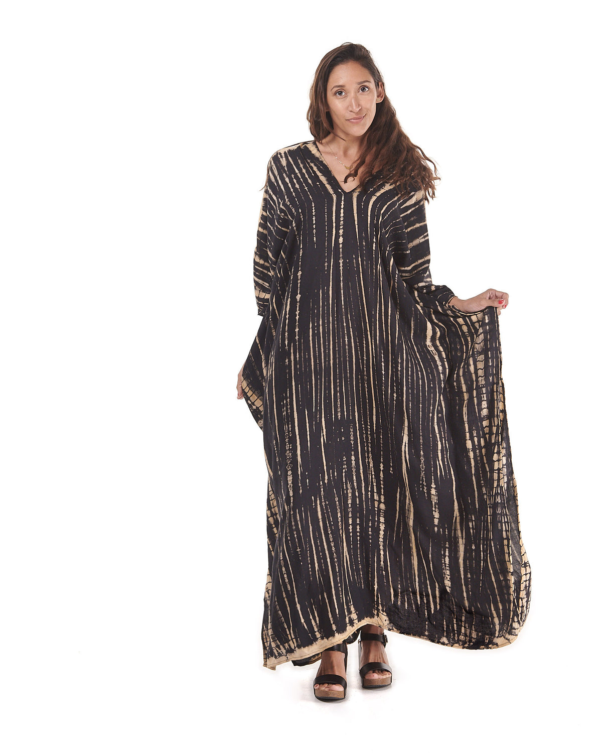 Long Kaftan V Neck Dress with wings