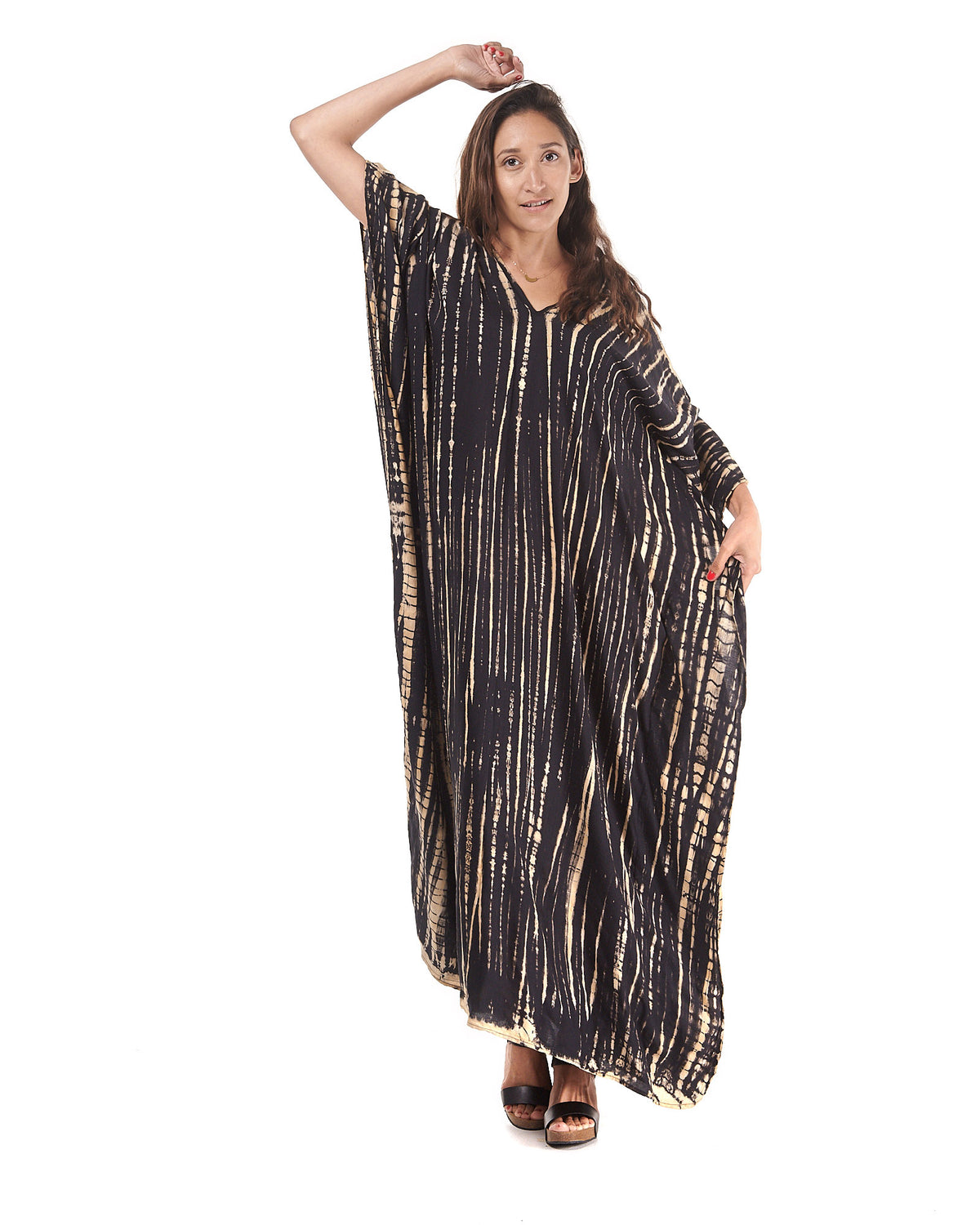 Long Kaftan V Neck Dress with wings