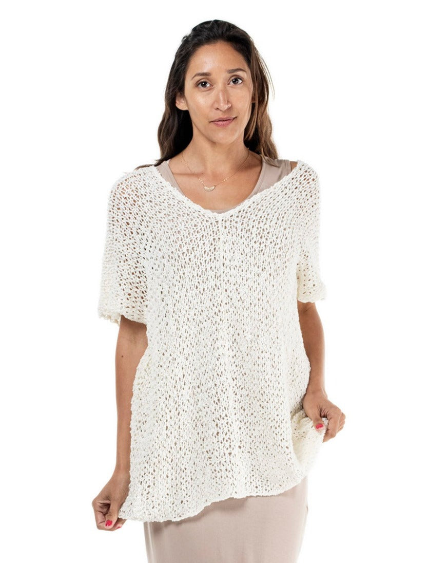 Knitted One Piece Poncho V Neck