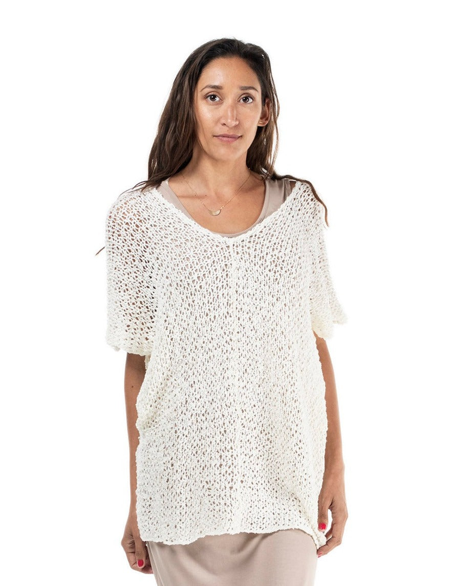 Knitted One Piece Poncho V Neck