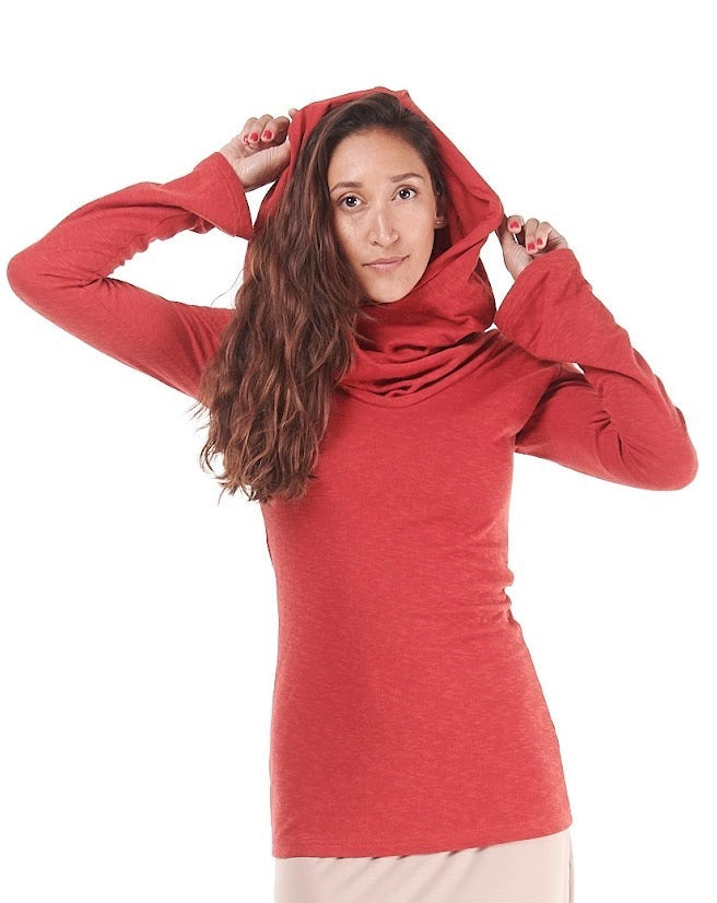 Overstock Sale Cotton Long Neck Cowl Hoodie