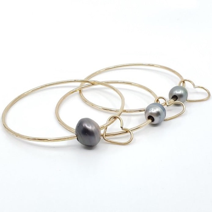 Tahitian Pearl Bangle with Heart