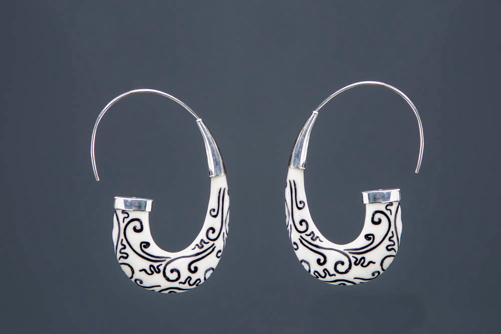 Balinese Tribal Carved Earrings