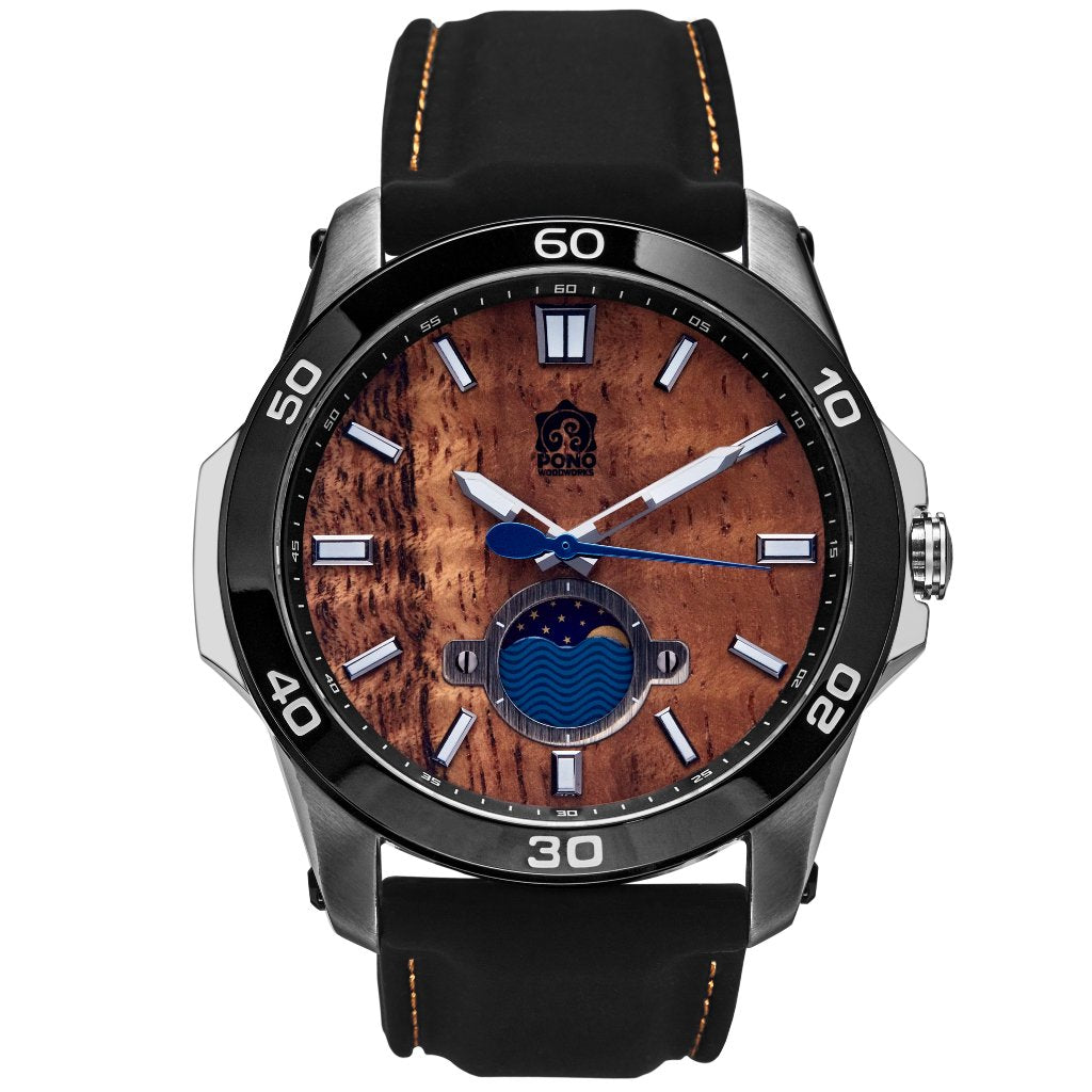 Castaway Koa Wood Watch Chrome