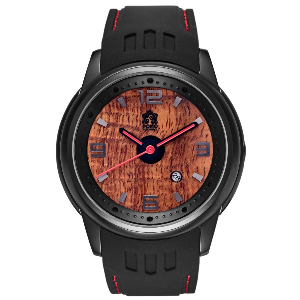 Fissure 8 Koa Wood Watch Black/Lava Rock