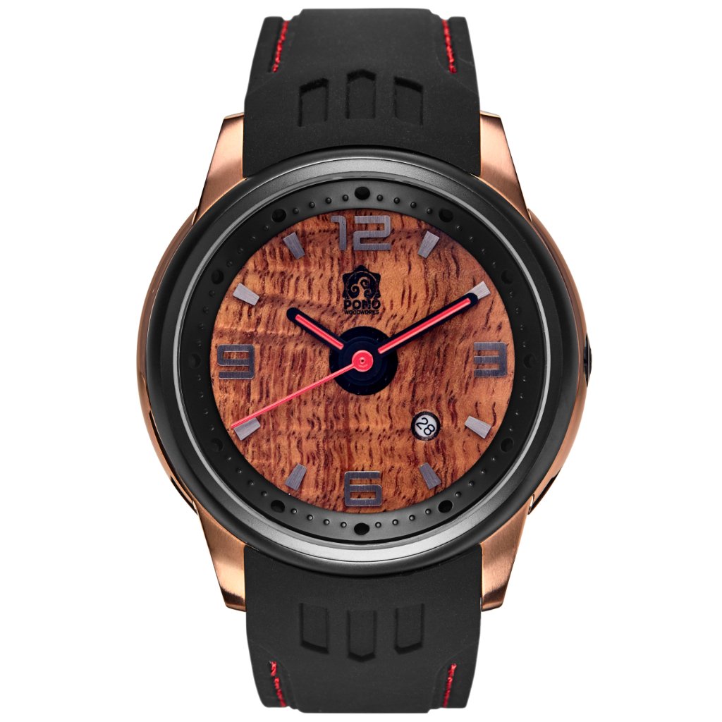 Fissure 8 Koa Wood Watch Rose Gold/Lava Rock