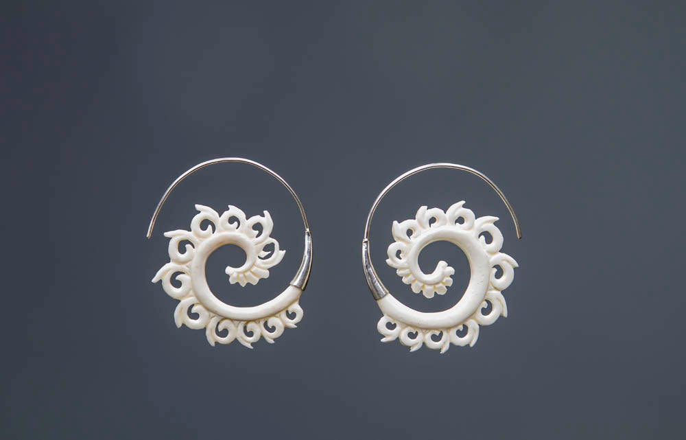 Ombak Bone Spiral Earrings