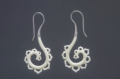 Padma Spiral Bone Carved Earrings