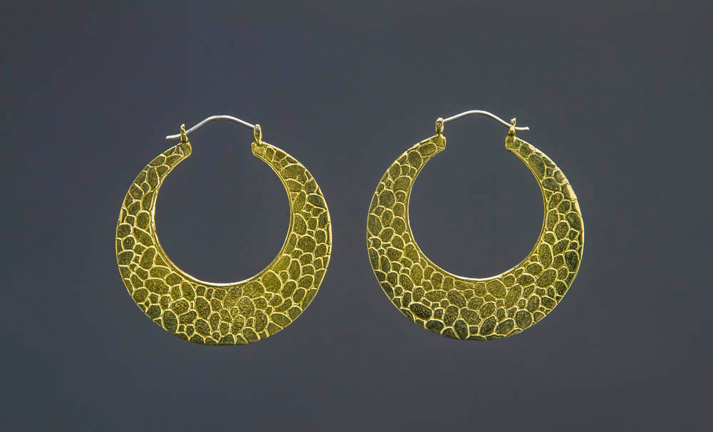 Pebble Brass Hoop Earrings