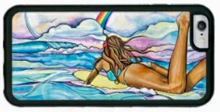 **SALE**CLEARANCE* Rainbow's Edge Hawaiian inspired surfer girl- iPhone Case