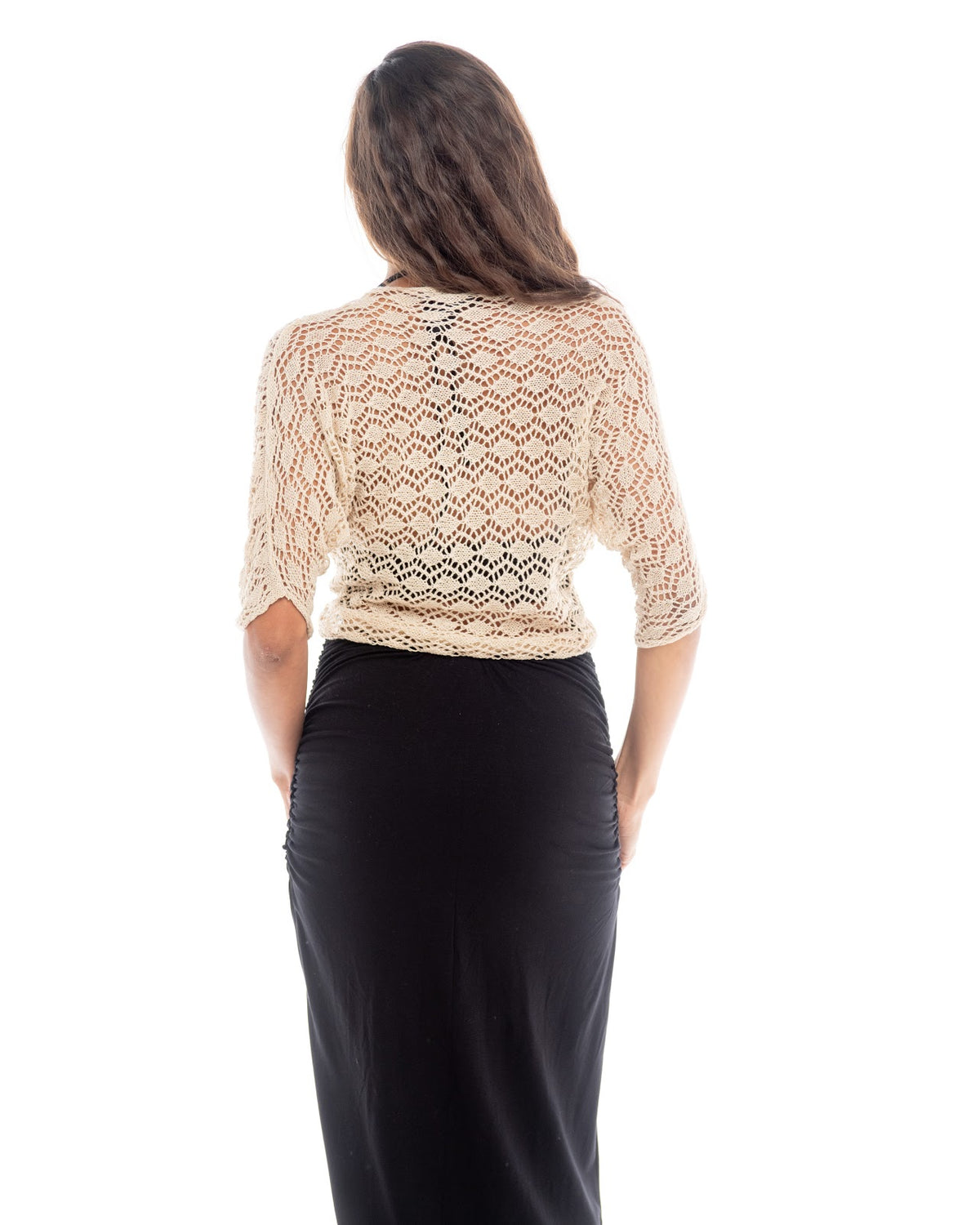 Knitted Bolero Motiv with Handmade Mother of Pearl Shell Button