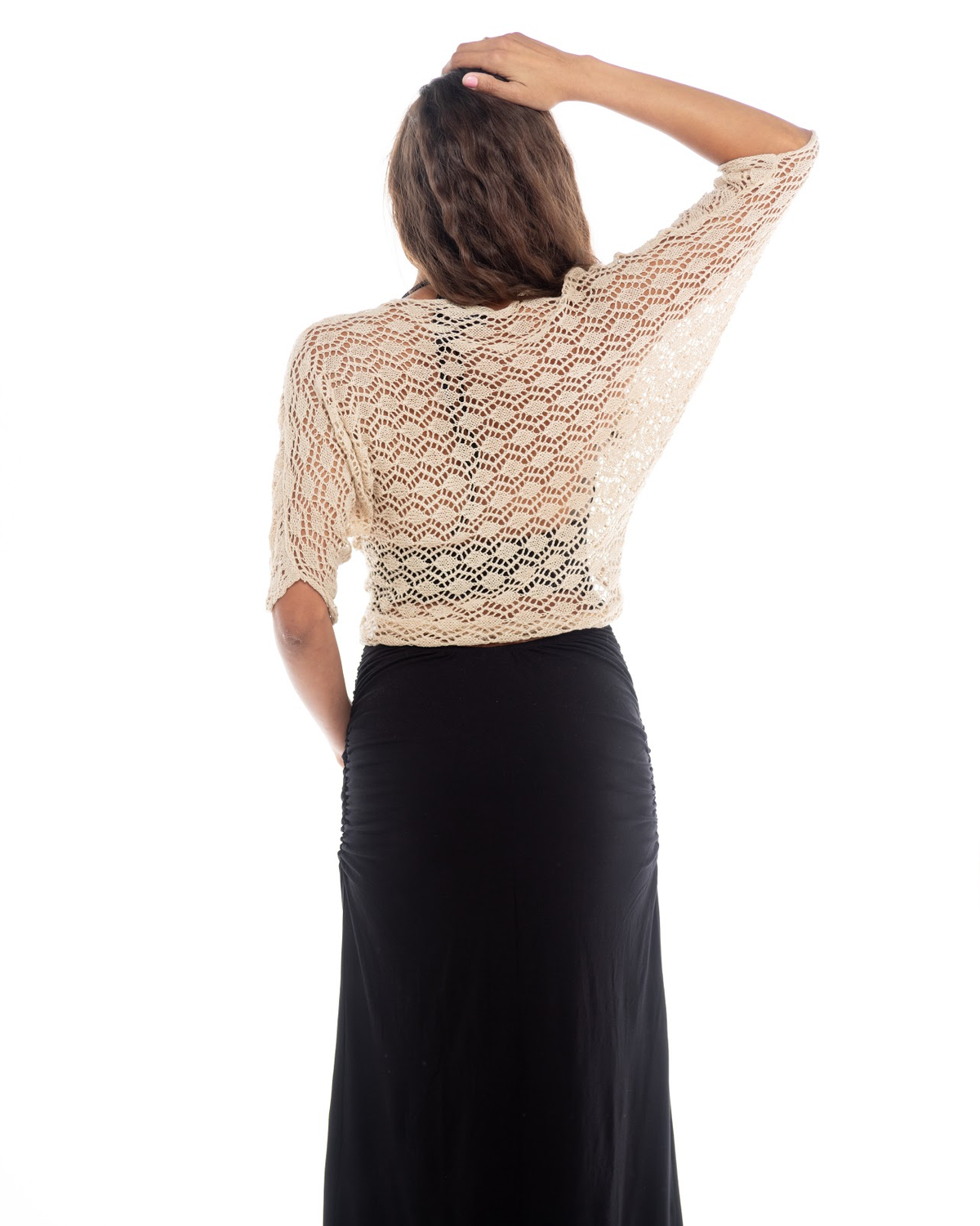 Knitted Bolero Motiv with Handmade Mother of Pearl Shell Button