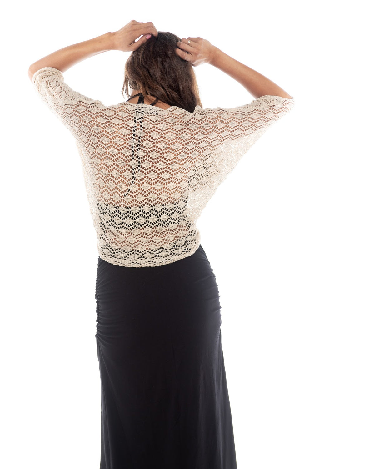 Knitted Bolero Motiv with Handmade Mother of Pearl Shell Button