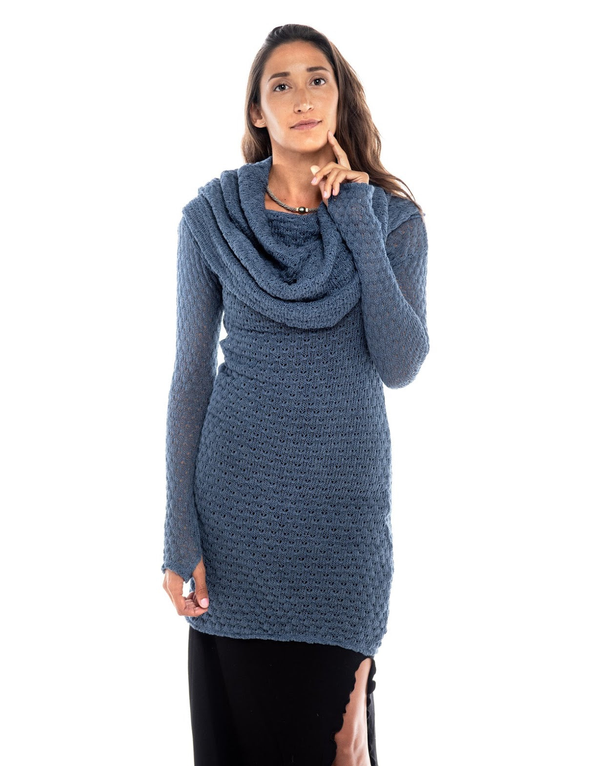 Knitted Dress Cowl Sweater Nanas - Nectar Creations Knitted Dress Cowl Sweater Nanas - Nectar Creations