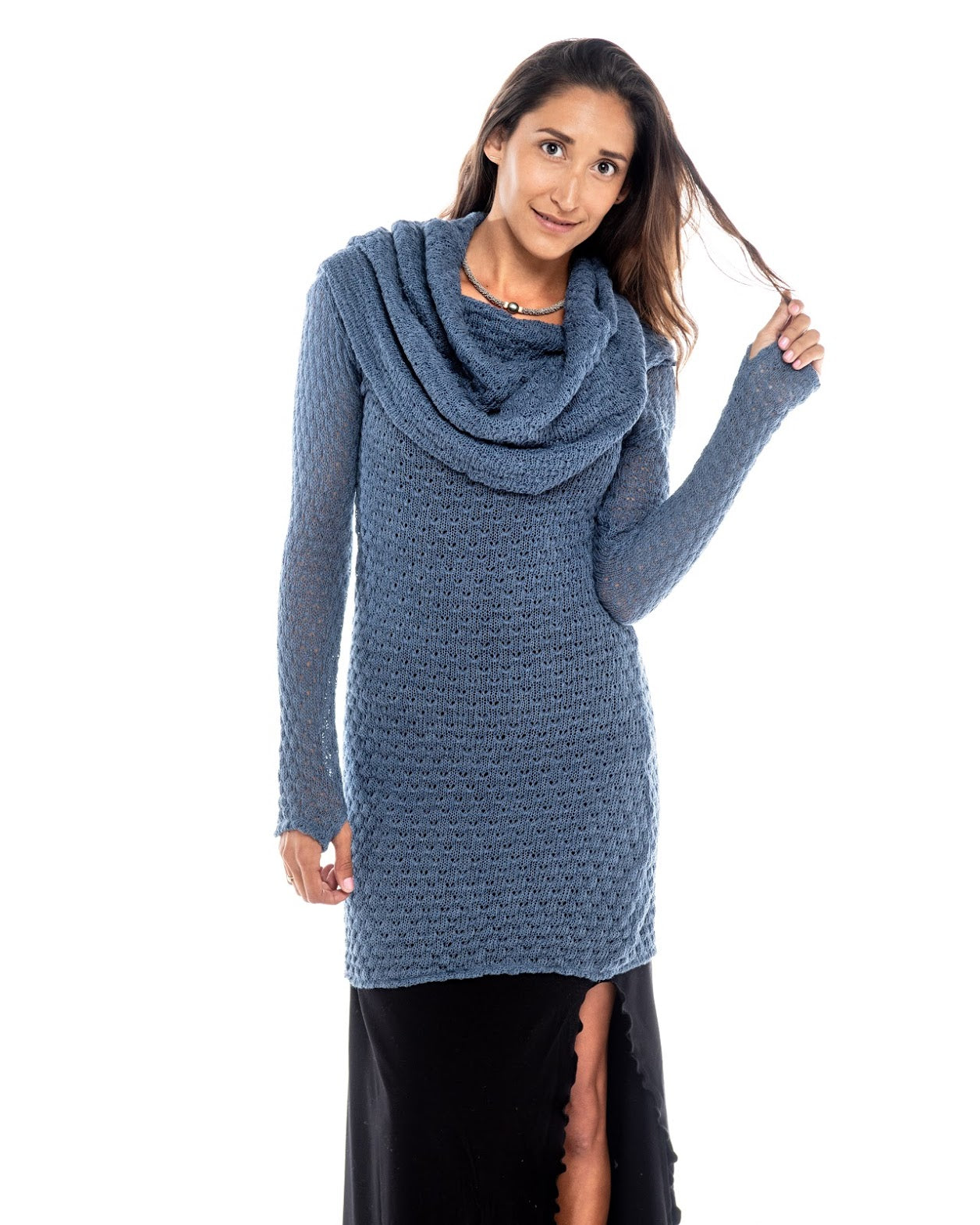 Knitted Dress Cowl Sweater Nanas - Nectar Creations Knitted Dress Cowl Sweater Nanas - Nectar Creations