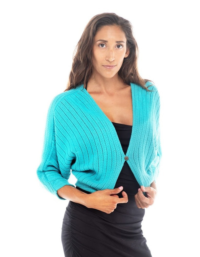 Knitted Bolero Rib with Coconut Button in Front