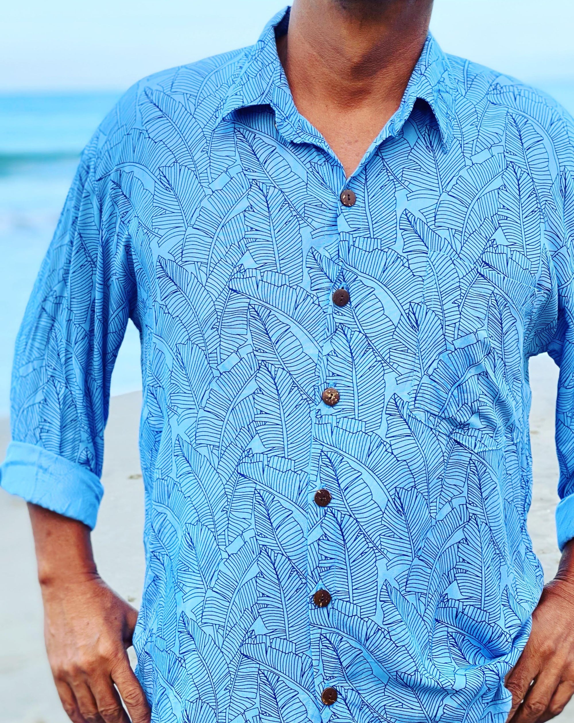Mens Long Sleeve Printed Button Down