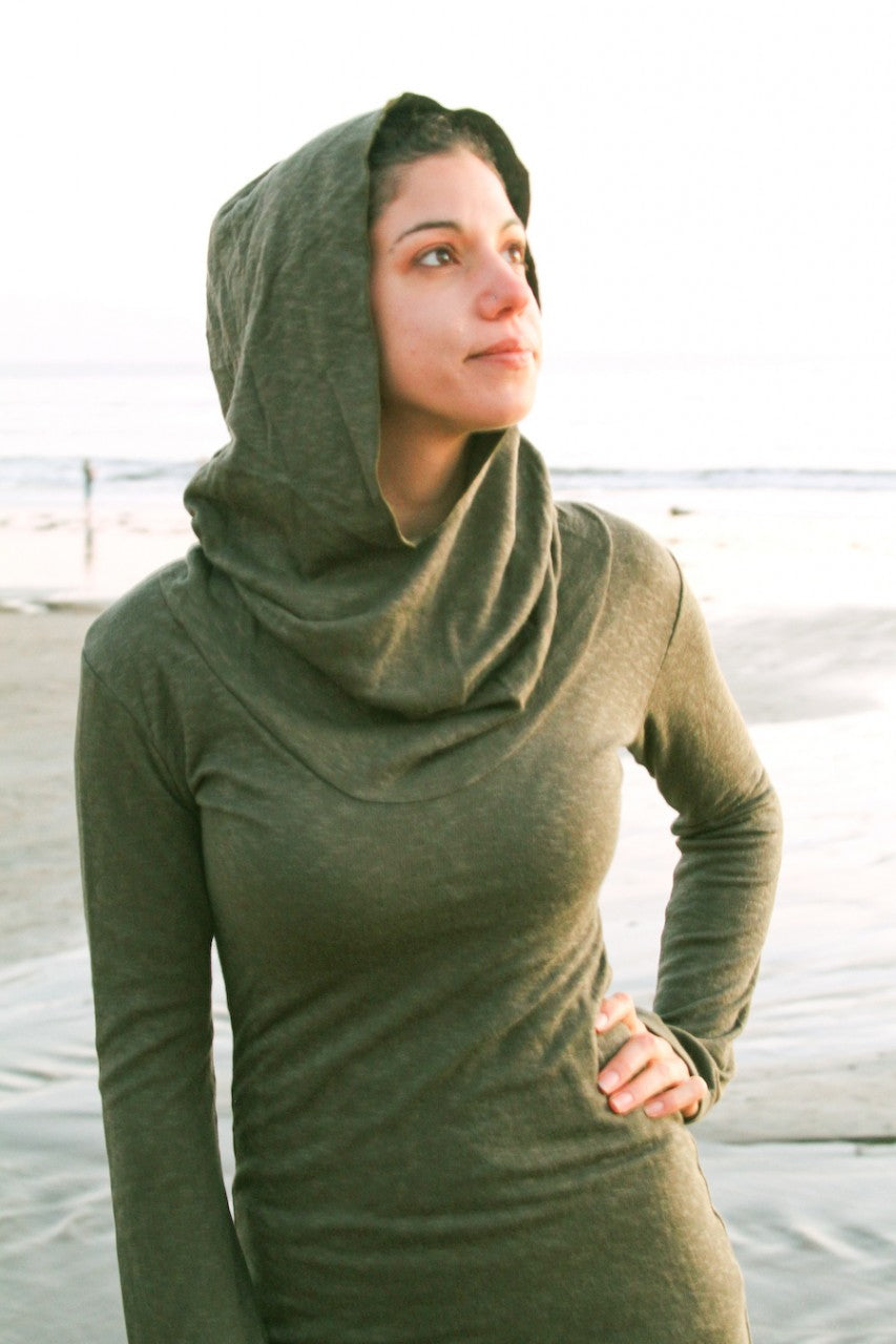 Cotton Long Neck Cowl Hoodie